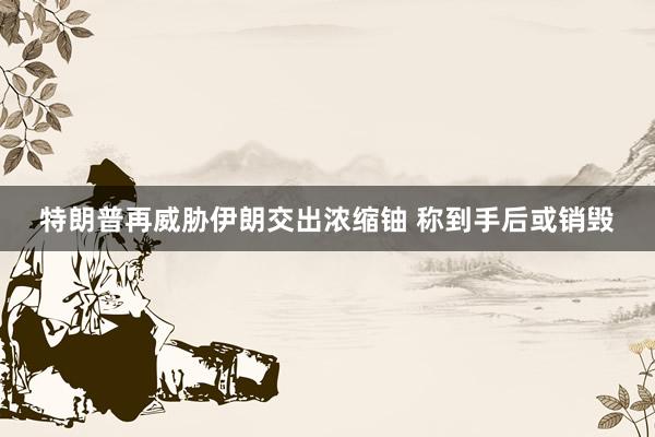 特朗普再威胁伊朗交出浓缩铀 称到手后或销毁