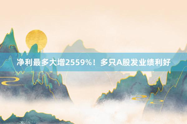 净利最多大增2559%！多只A股发业绩利好