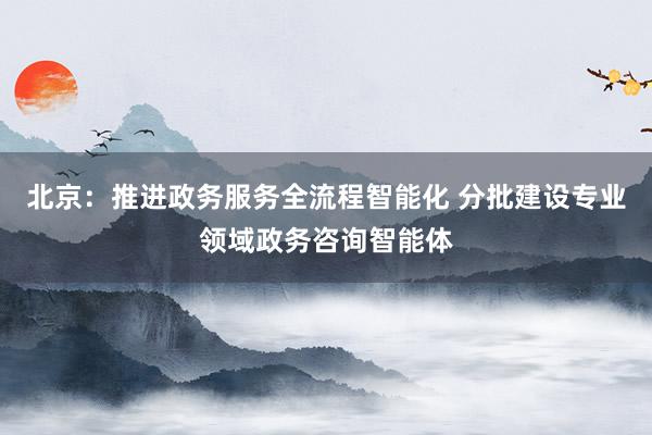 北京：推进政务服务全流程智能化 分批建设专业领域政务咨询智能体