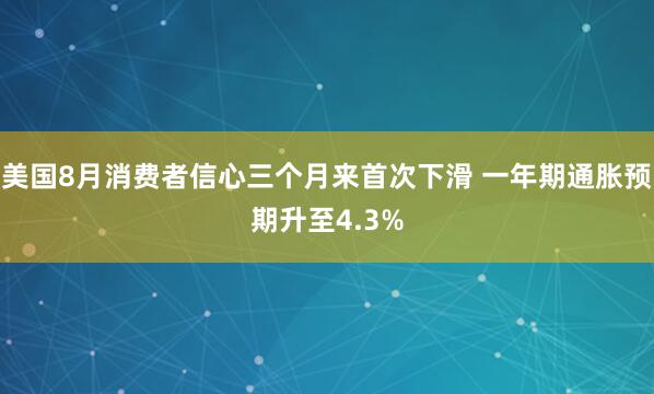 美国8月消费者信心三个月来首次下滑 一年期通胀预期升至4.3%