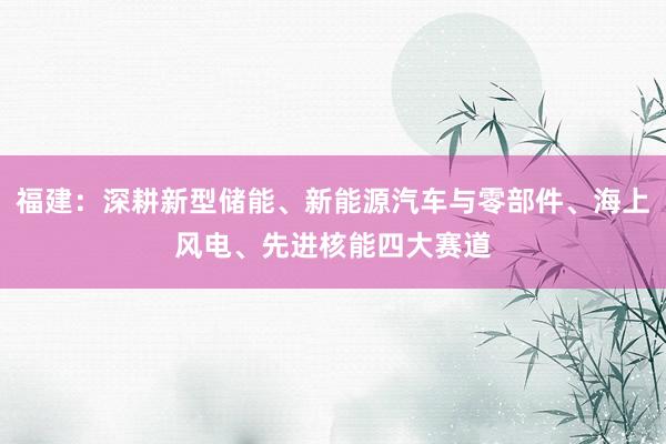福建：深耕新型储能、新能源汽车与零部件、海上风电、先进核能四大赛道