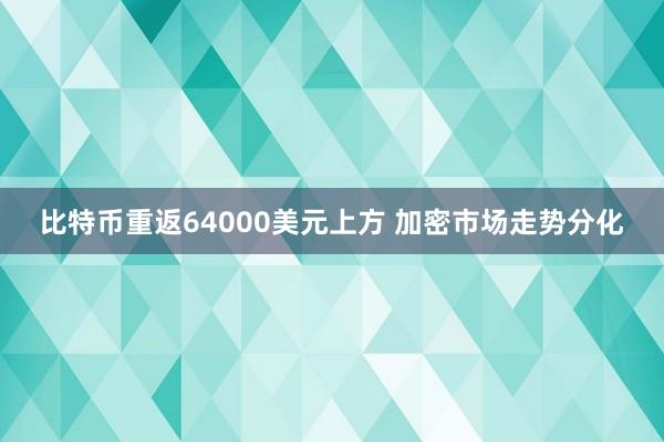 比特币重返64000美元上方 加密市场走势分化