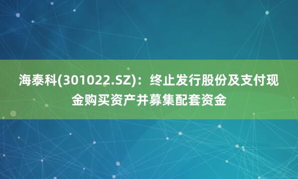 海泰科(301022.SZ)：终止发行股份及支付现金购买资产并募集配套资金