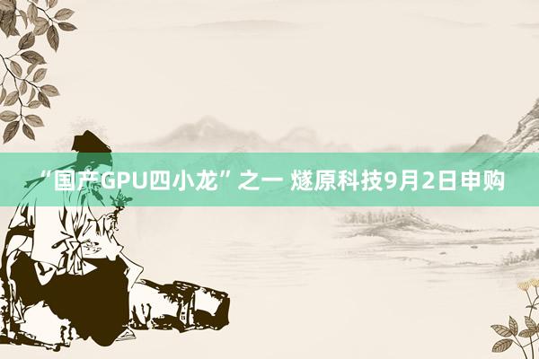 “国产GPU四小龙”之一 燧原科技9月2日申购