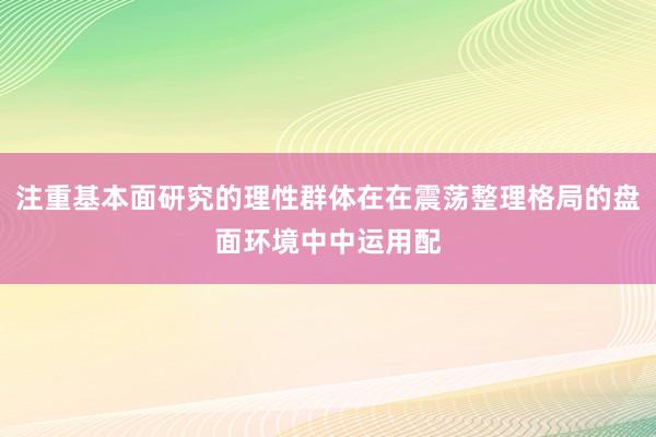注重基本面研究的理性群体在在震荡整理格局的盘面环境中中运用配