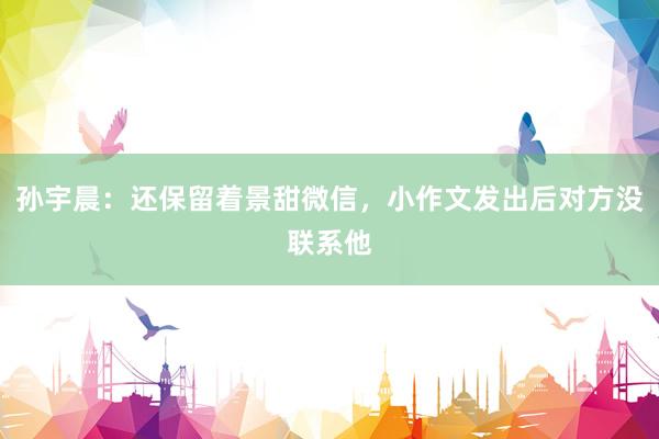 孙宇晨：还保留着景甜微信，小作文发出后对方没联系他