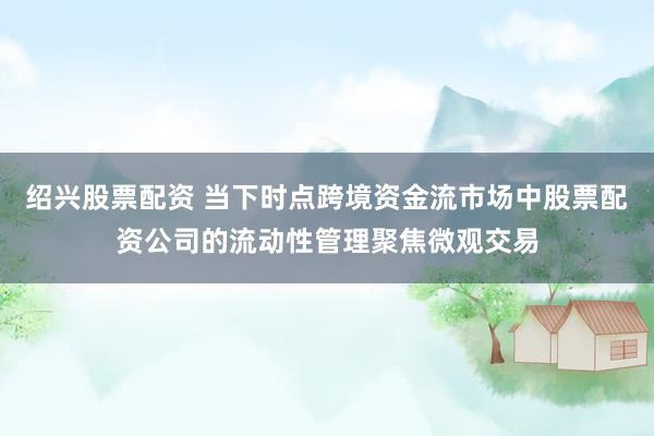 绍兴股票配资 当下时点跨境资金流市场中股票配资公司的流动性管理聚焦微观交易