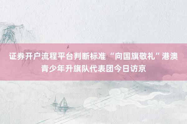 证券开户流程平台判断标准 “向国旗敬礼”港澳青少年升旗队代表团今日访京