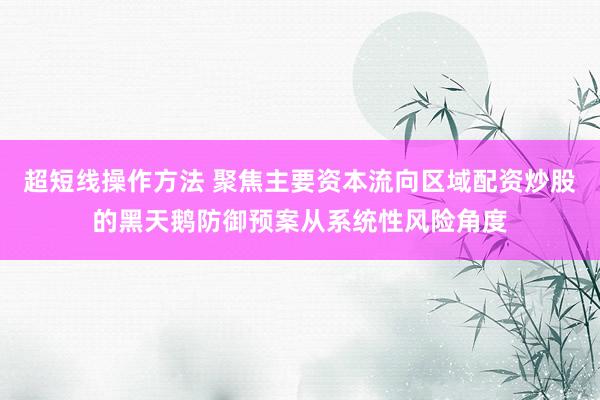超短线操作方法 聚焦主要资本流向区域配资炒股的黑天鹅防御预案从系统性风险角度