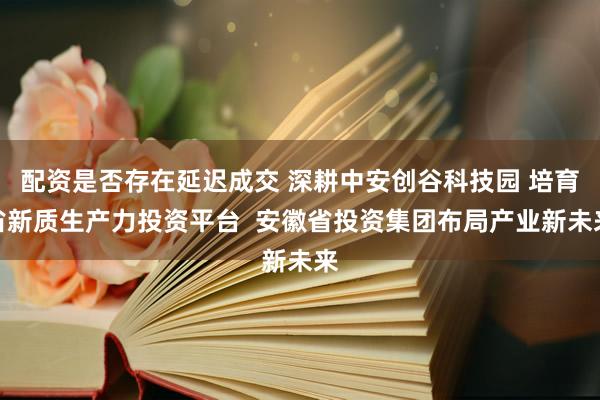 配资是否存在延迟成交 深耕中安创谷科技园 培育省新质生产力投资平台  安徽省投资集团布局产业新未来