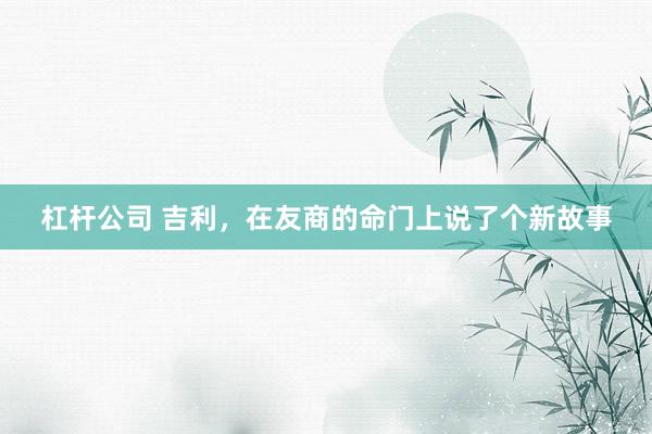杠杆公司 吉利，在友商的命门上说了个新故事