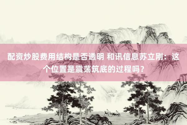 配资炒股费用结构是否透明 和讯信息苏立刚：这个位置是震荡筑底的过程吗？