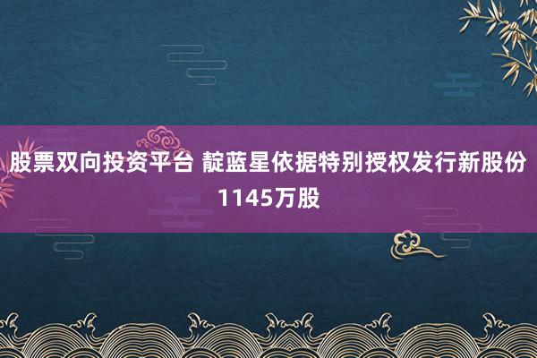 股票双向投资平台 靛蓝星依据特别授权发行新股份1145万股