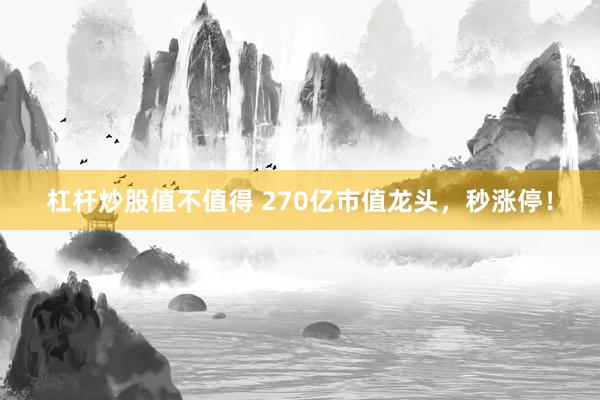 杠杆炒股值不值得 270亿市值龙头，秒涨停！