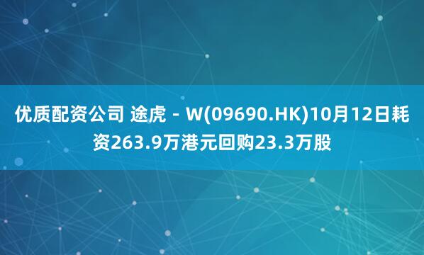 优质配资公司 途虎－Ｗ(09690.HK)10月12日耗资263.9万港元回购23.3万股