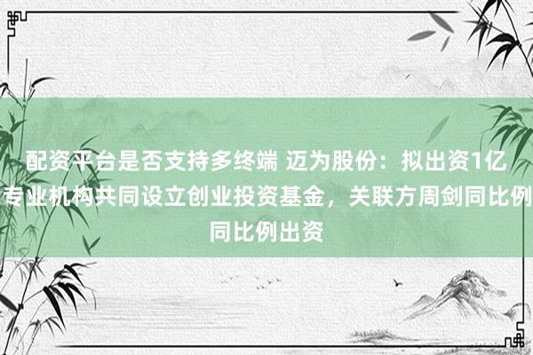配资平台是否支持多终端 迈为股份：拟出资1亿元与专业机构共同设立创业投资基金，关联方周剑同比例出资